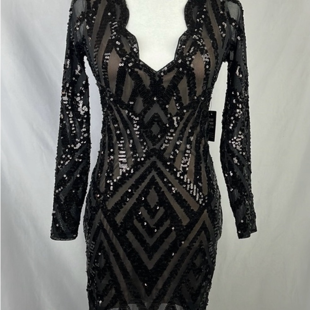 NWT Express XS Long Sleeve Mini Sequin Dress